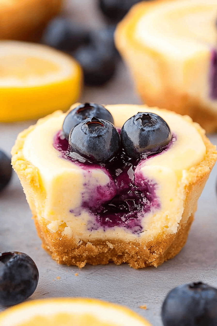 Mini Lemon Blueberry Cheesecakes ingredients organized and measured on kitchen counter
