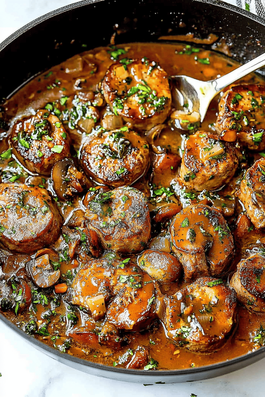Pork Medallions Recipe ingredients organized and measured on kitchen counter