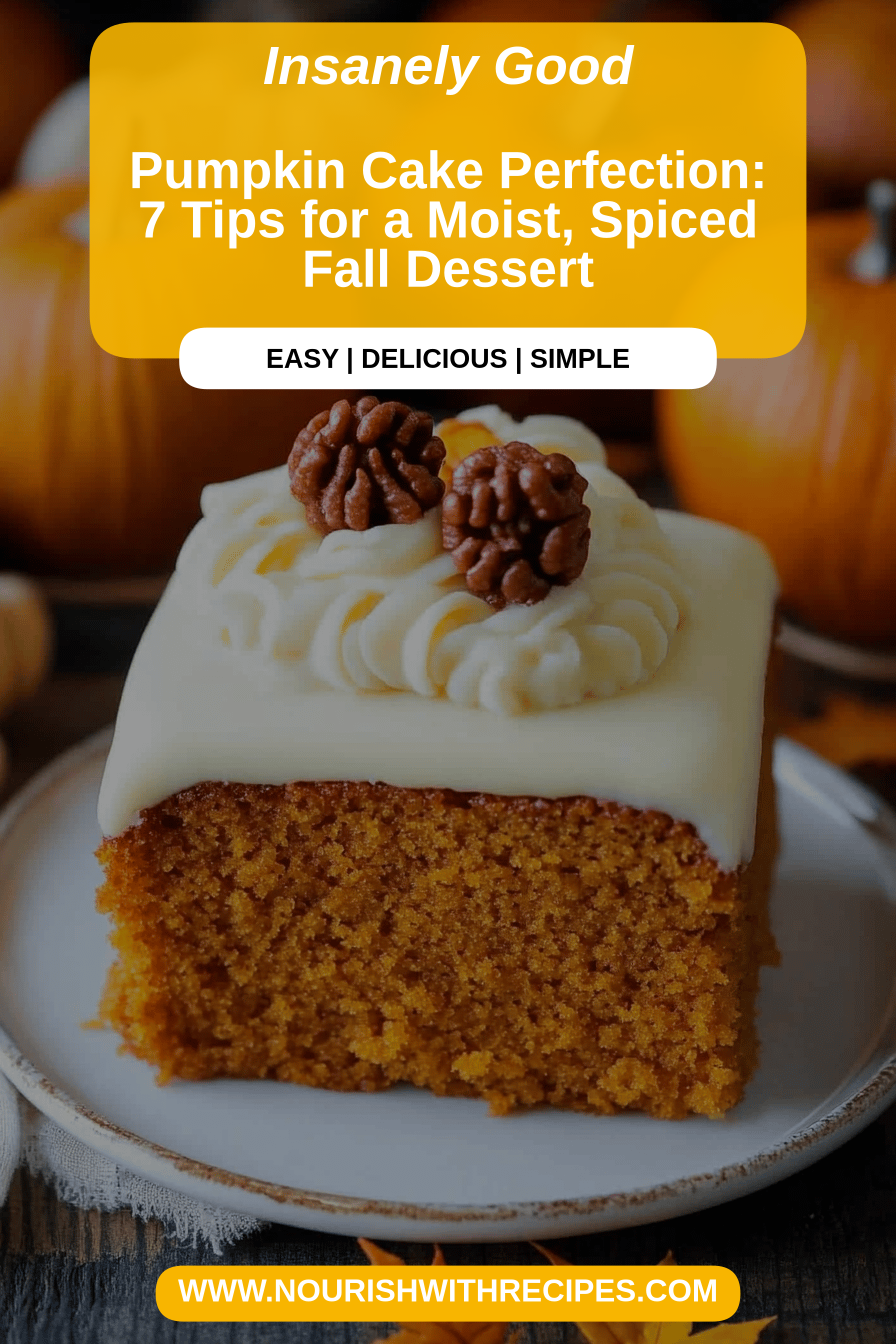 Pumpkin Cake Tips final dish beautifully presented and ready to serve