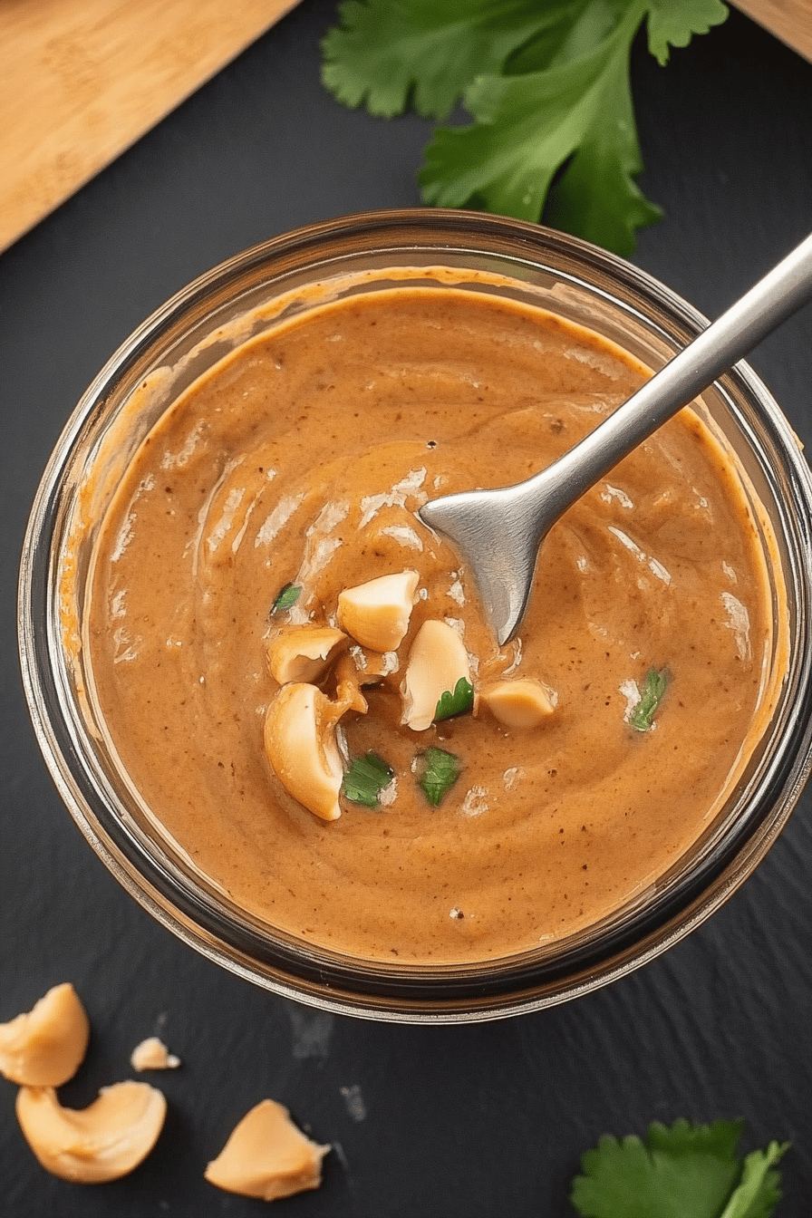 Satay Sauce Recipe ingredients organized and measured on kitchen counter