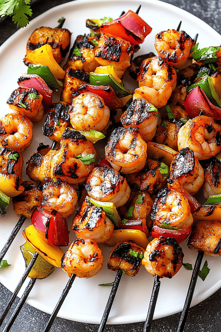 Shrimp Kabobs Recipe slice on plate showing perfect texture and swirl pattern