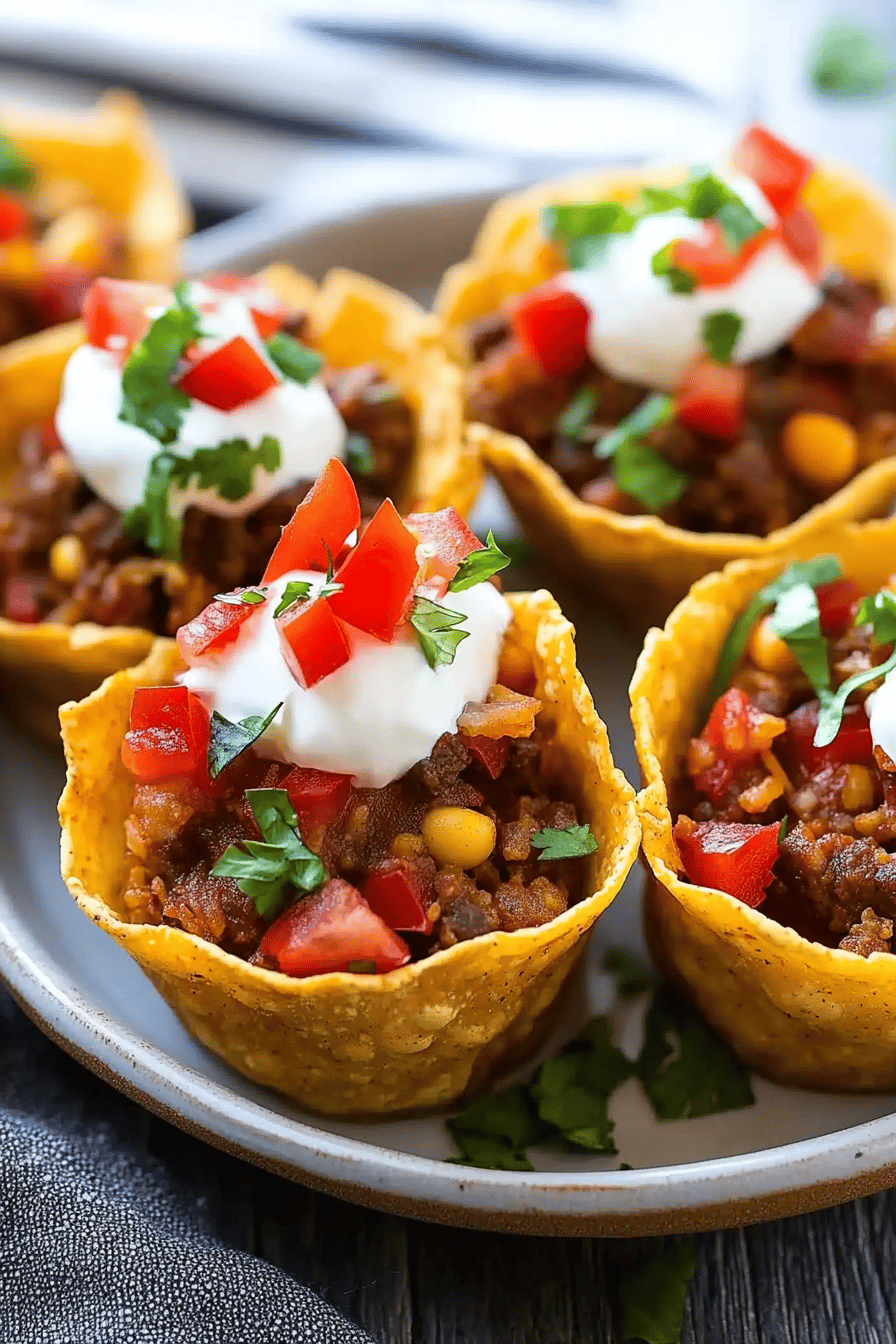 Taco Cups Recipe ingredients organized and measured on kitchen counter