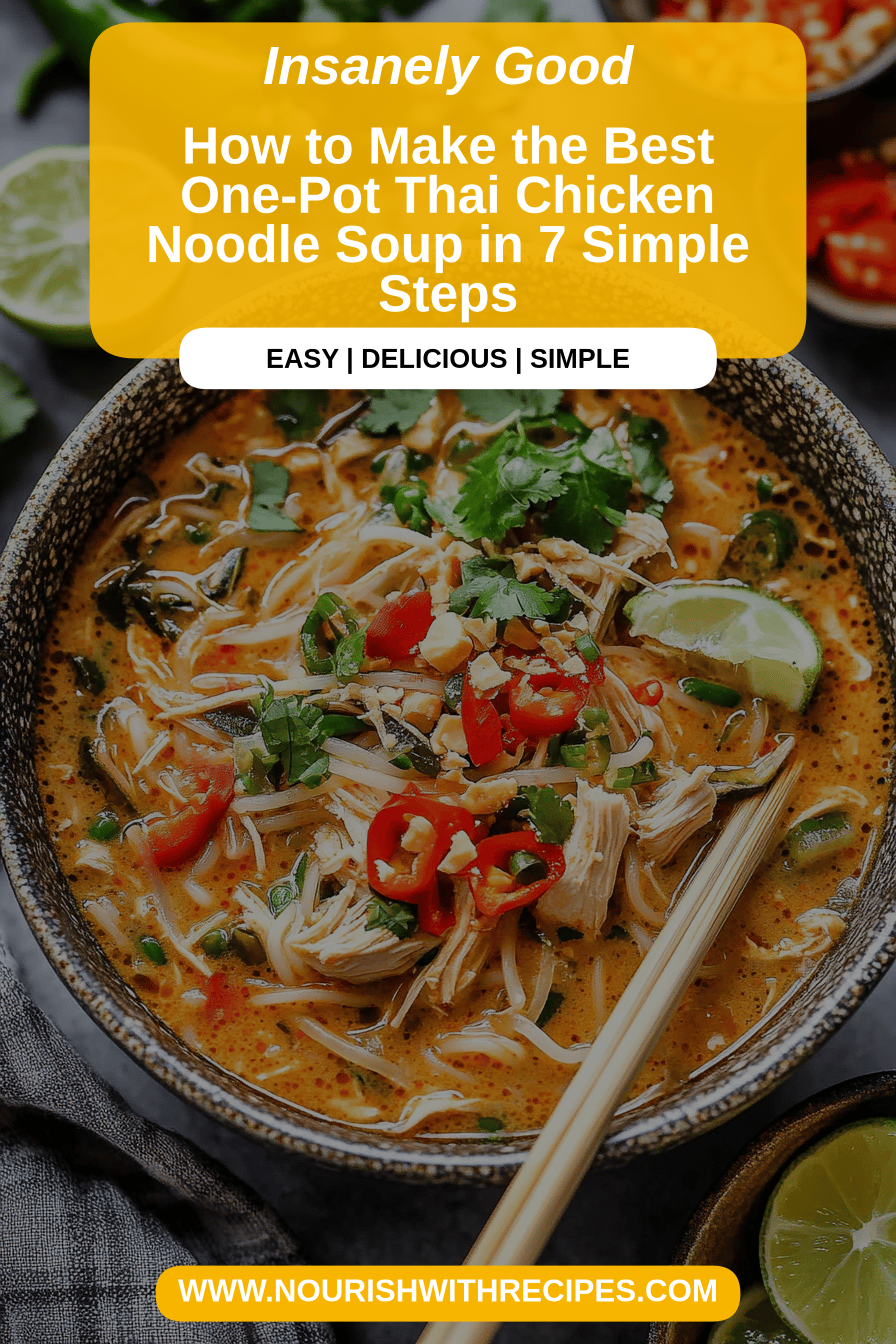 Thai Chicken Noodle Soup final dish beautifully presented and ready to serve