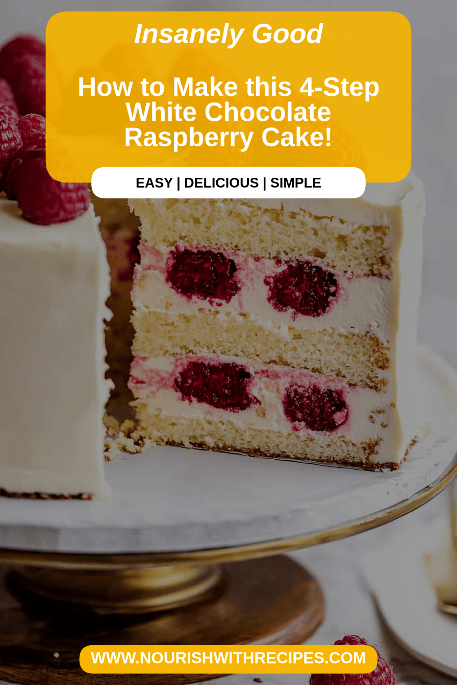 White Chocolate Raspberry Cake final dish beautifully presented and ready to serve