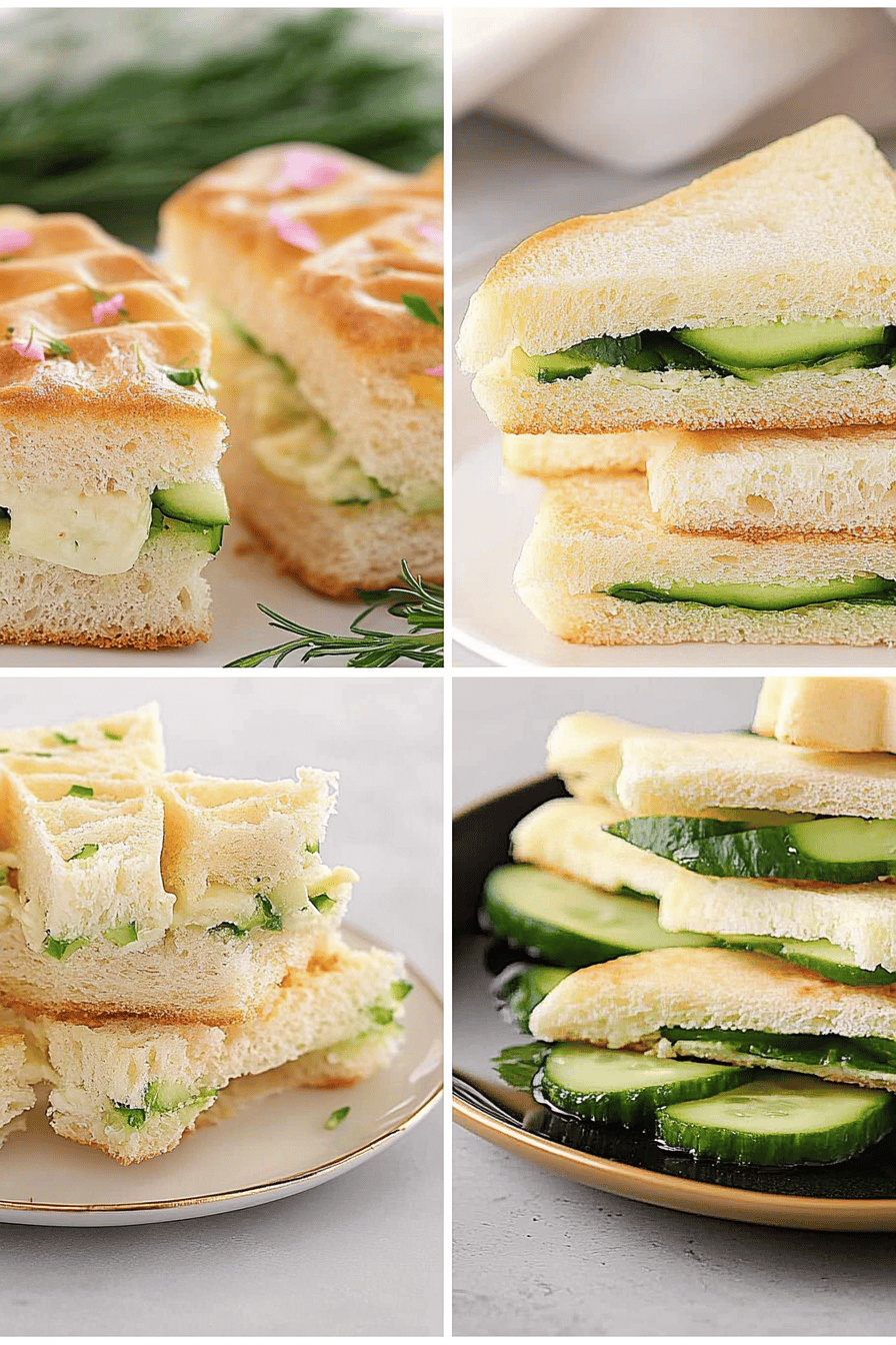 cucumber sandwiches slice on plate showing perfect texture and swirl pattern