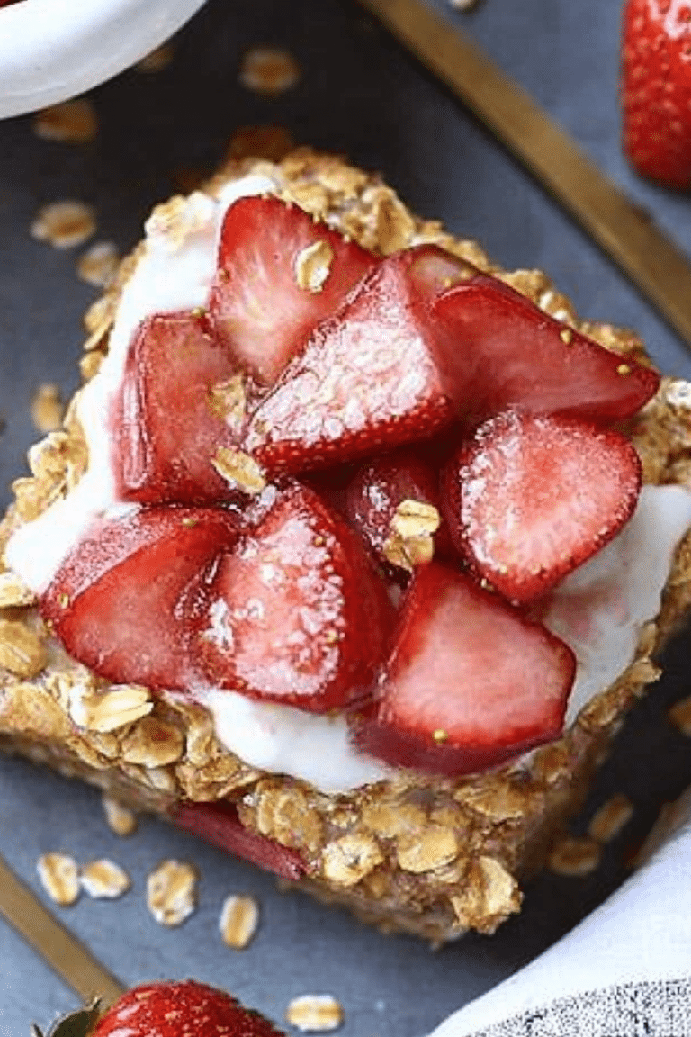 strawberry rhubarb baked oats