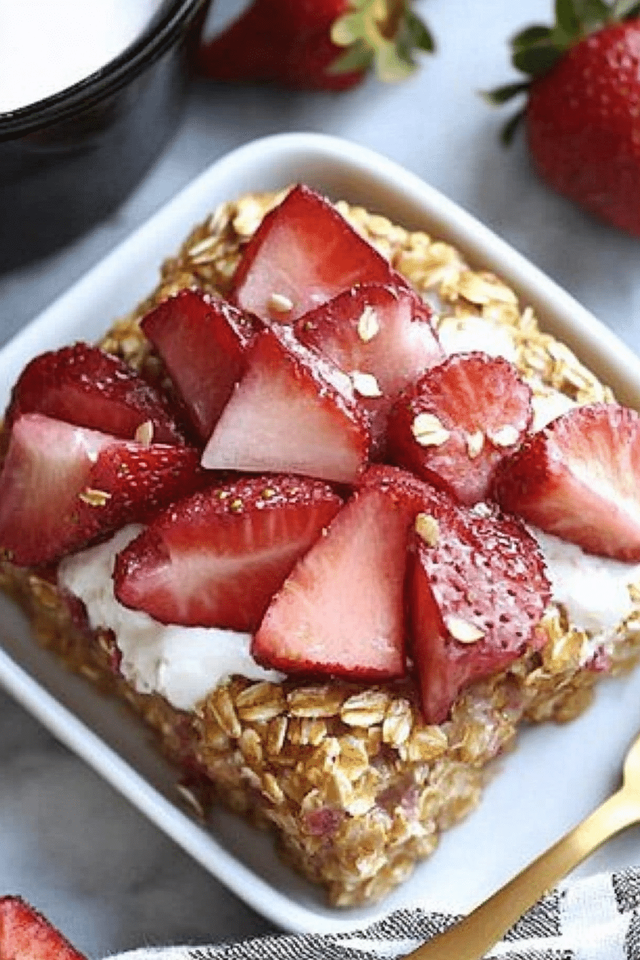 strawberry rhubarb baked oats