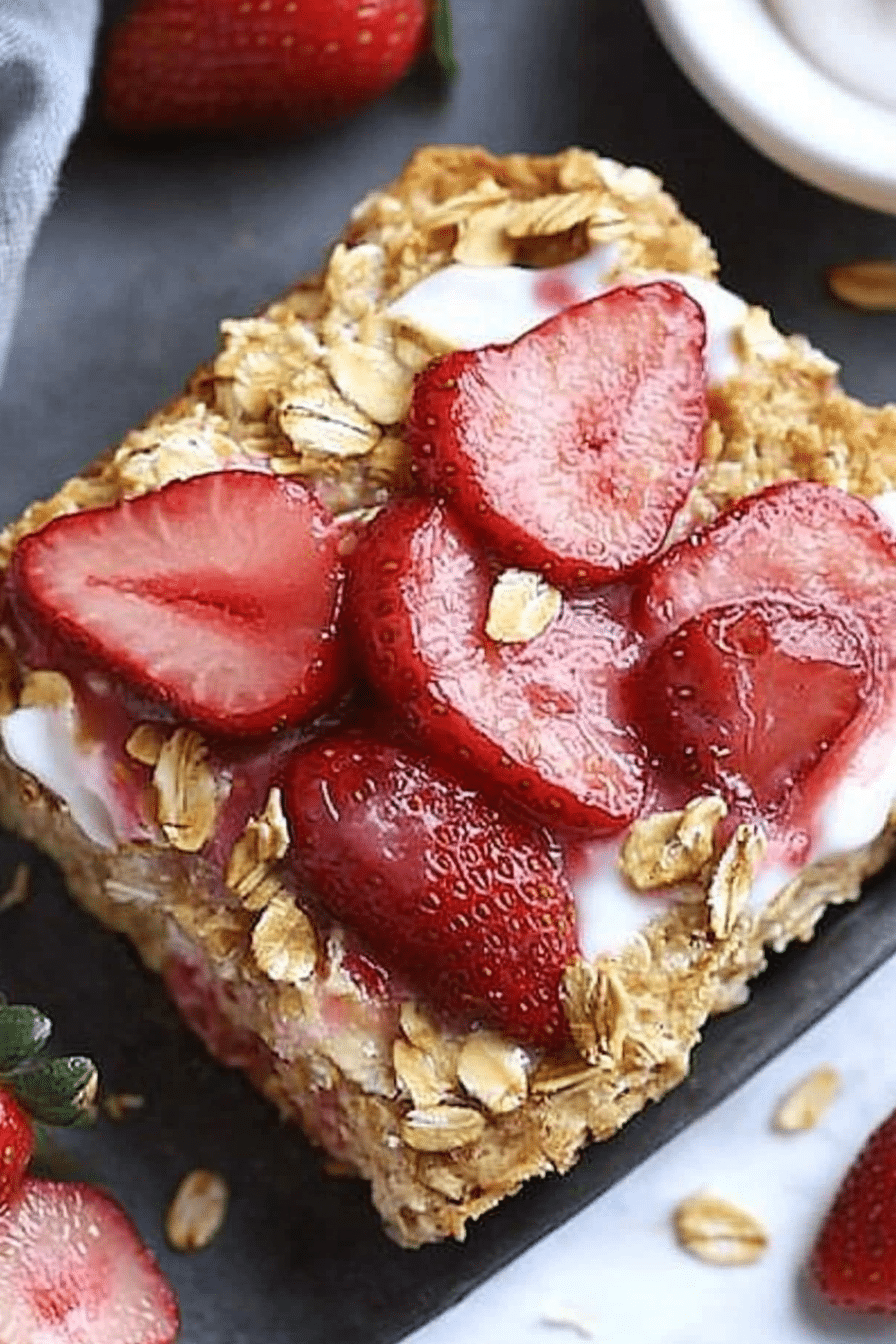 strawberry rhubarb baked oats