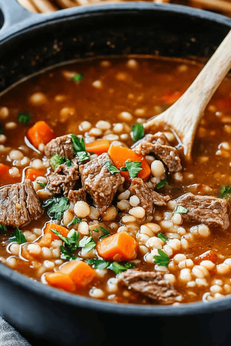 Heartwarming Beef and Barley Soup – A Hearty Classic for Cozy Nights