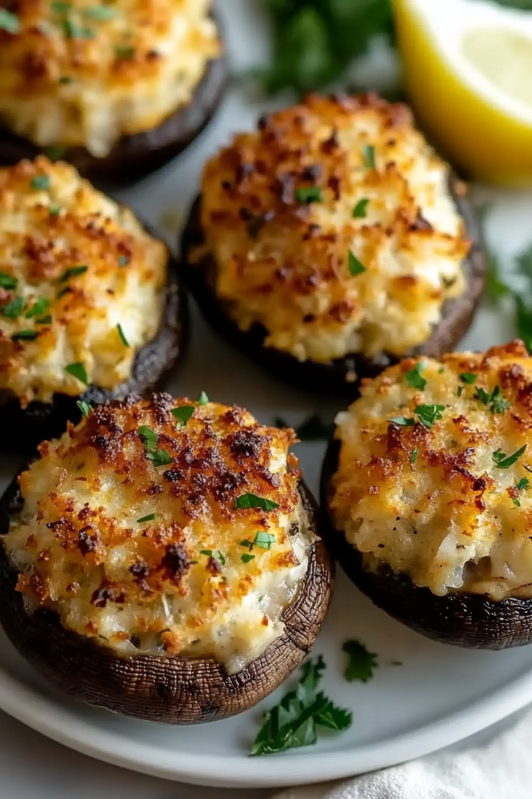 Savory Crab Stuffed Mushrooms