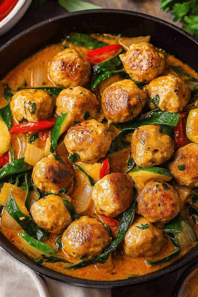 One Pan Chicken Meatballs with Orzo