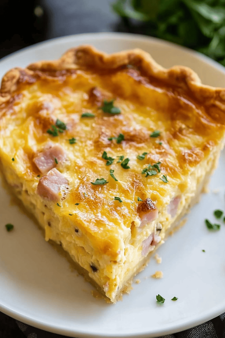 Ham Broccoli and Cheddar Quiche