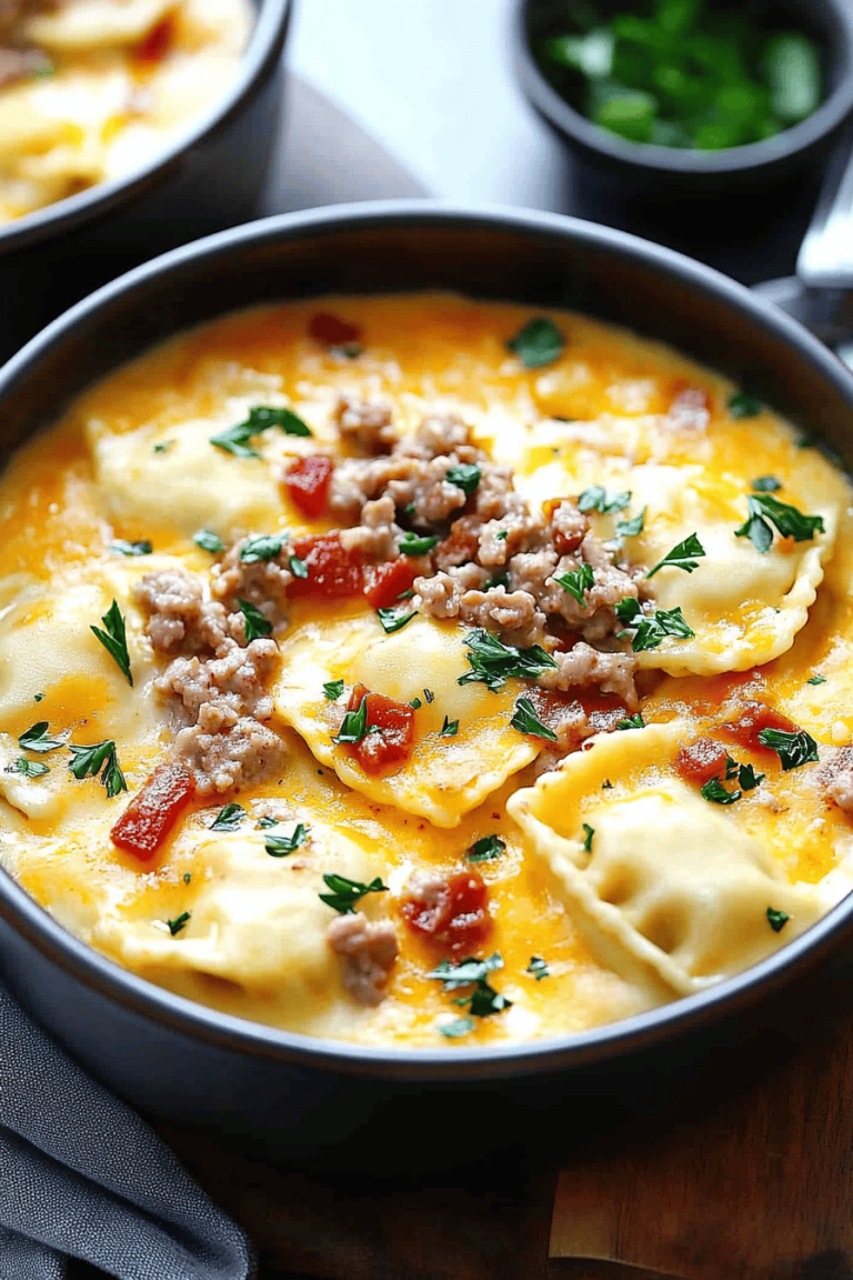 Ravioli with Mushroom Cream Sauce